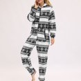thumbnail image 1 of Conjunto de pijama de satén grueso supersuave para mujer con estampado navideño con capucha y cremallera, 1 of 4