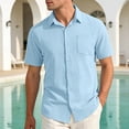 thumbnail image 2 of Yuhangmm Mens Summer Shirts Classic Solid Short Sleeve Shirt For Casual Business Turn Down Collar Comfortable Summer Men Blue S, 2 of 6