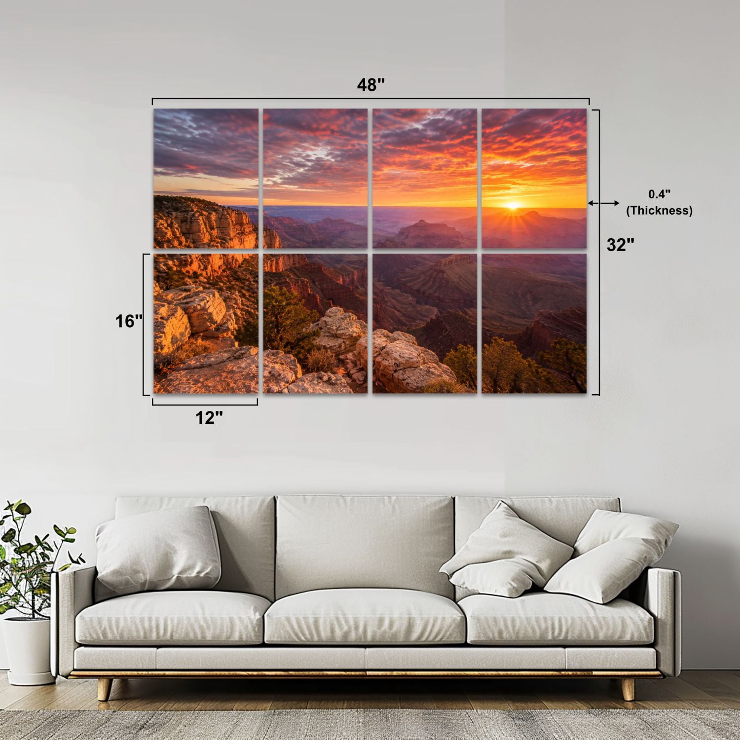 8 Pack Art Acoustic Panels Sound Absorbing North Rim Grand Canyon Cape Royal Decorative Soundproof Wall Panels Self Adhesive for Nursery Game Room Bedroom 48"x32"