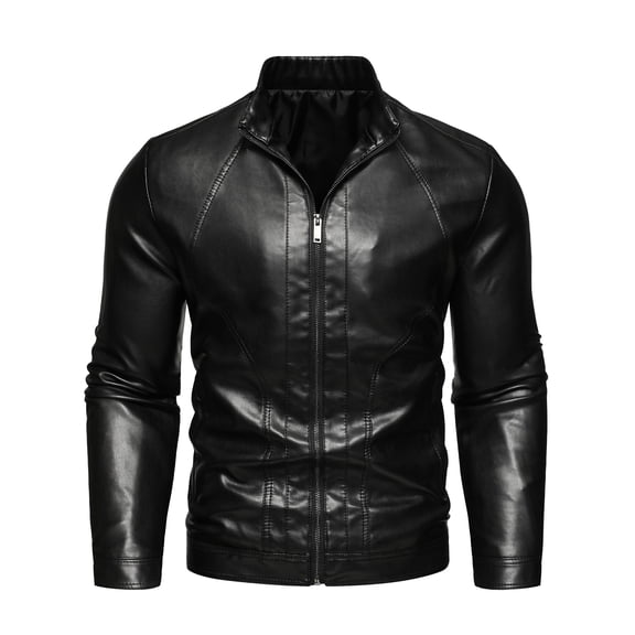 Motorcycle Stand Collar PU Leather, Outerwear Jacket (Men's)