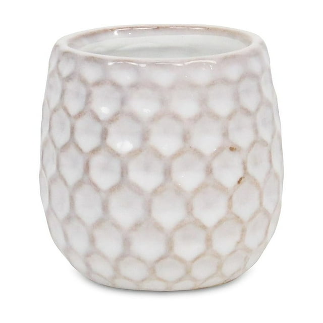 Maceta de cerámica con diseño hexagonal blanco de Cheung