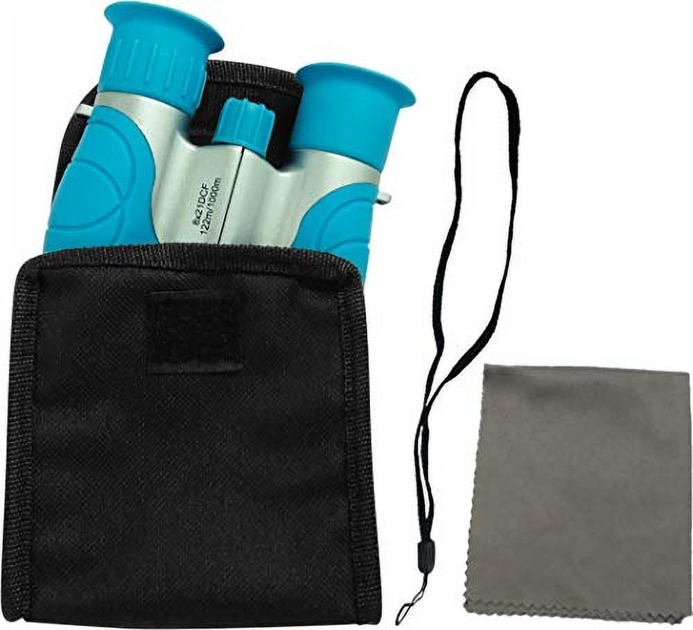 M/L 3 Piece Light Blue Set Cargo Vest with Reflective Safety Straps, 1 8x21 Magnification Binoculars and Safari Hat for Boys and Girls (Medium/Large, Light Blue Vest, Hat and Light Blue Binoculars)