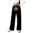 thumbnail image 3 of Shadoumai Letter Print Girls Casual Wide Leg Pants Loose Fit Lightweight Knit Sweatpants Comfortable Trousers For Teen Youth Children Fashion Daily Wear,Uniform Pants for Girls 4-5 Years, 3 of 5
