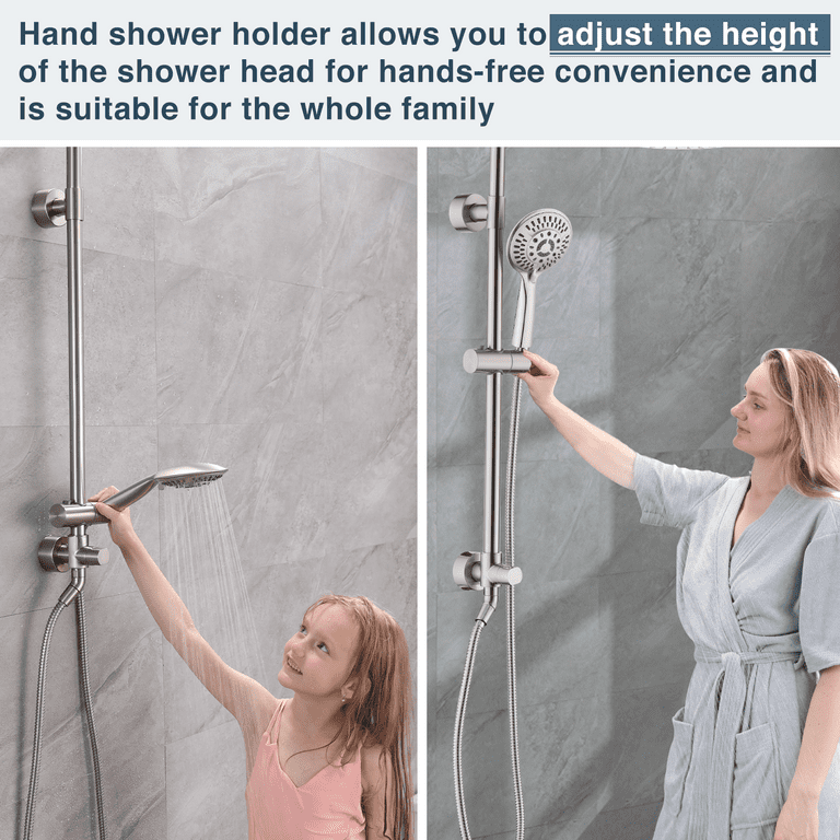Bright Showers Rain Shower Heads System Including Rainfall Shower Head and Handheld Shower Head with Height Adjustable Holder