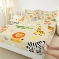 thumbnail image 3 of Homewish Cartoon Giraffe Zebra Twin Sheet Sets,Zoo Animal Lions Twin Fitted Sheet,Wild Tiger Deer Crocodile Flat Sheet For Boys Kids,Breathable Home Decor,3-Piece, 3 of 7