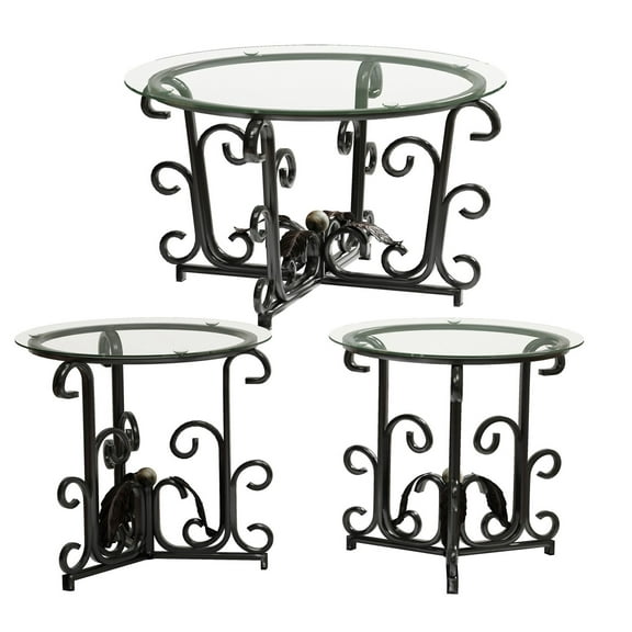 3-Piece Coffee Table Set, Tempered Glass Surface with Sturdy Metal Frame - Modern Living Room Sets (1 Coffee Table   2 End Tables), Scratch-Resistant & Easy to Clean for Small Spaces, Apartments