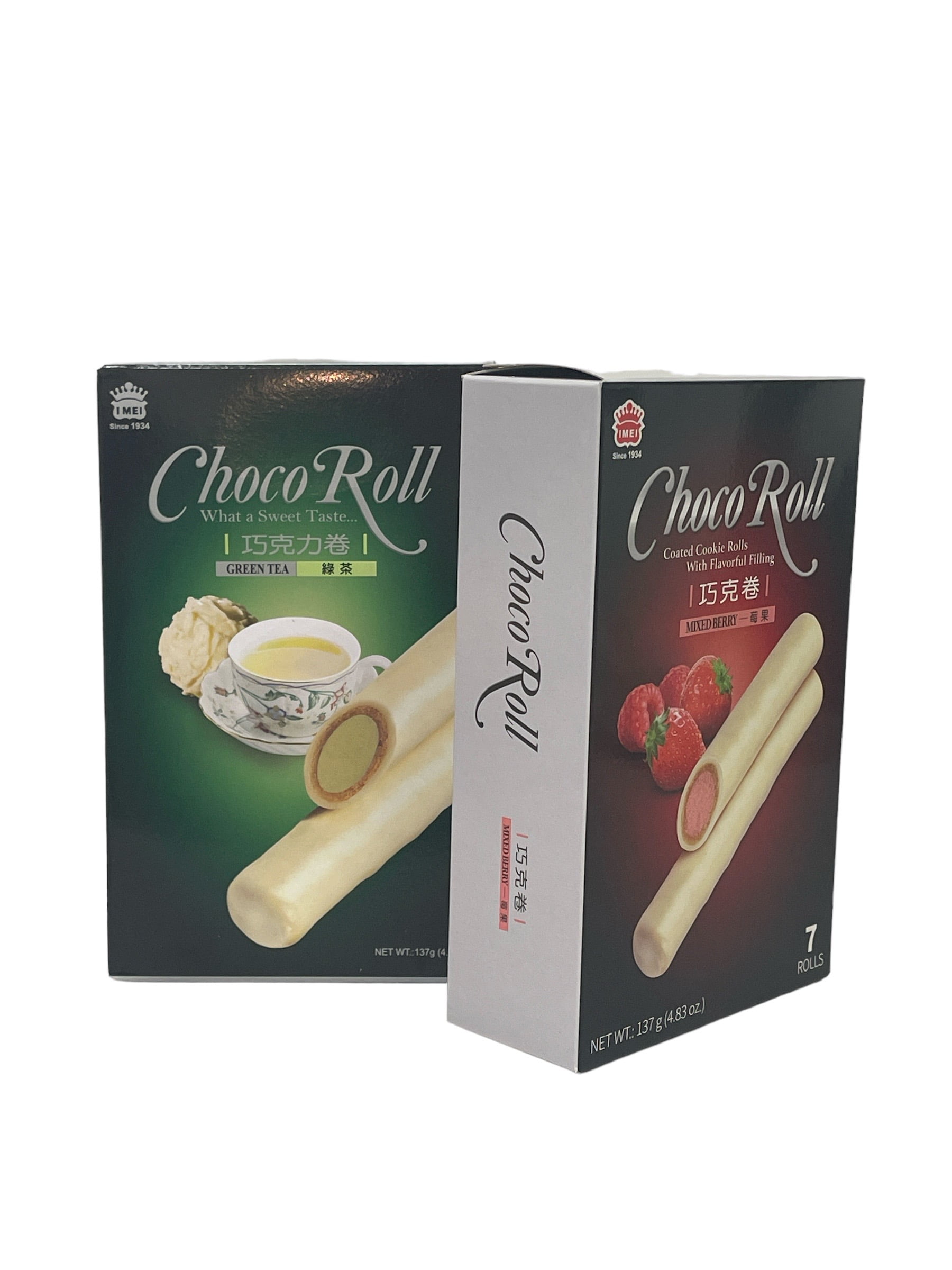 I-Mei Choco Roll White Chocolate Coated Cookie Roll with Green Tea