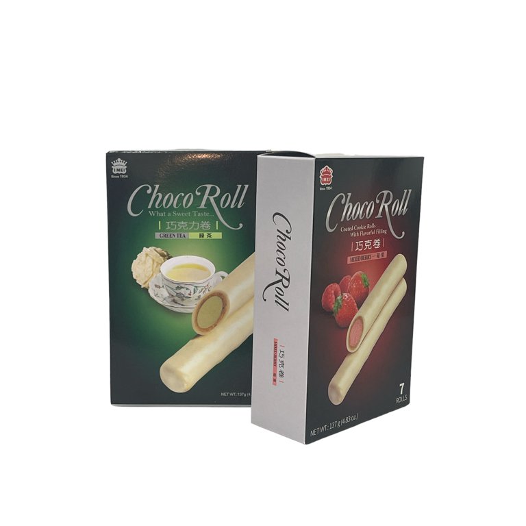 I-Mei Choco Roll White Chocolate Coated Cookie Roll with Green Tea