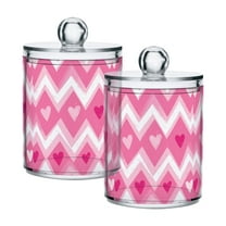 Yayeee 2 Pack Qtip Holder Bathroom Cotton Swab Canister with Lid Clear Dispenser Set, Heart Geometric