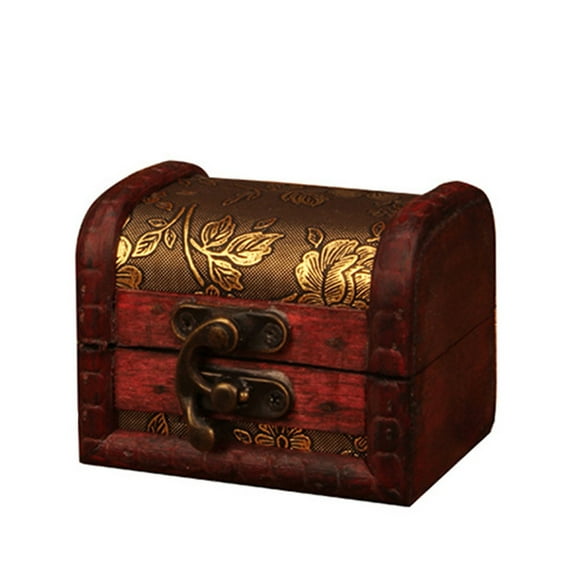 Caja con mini cerradura hecha a mano para guardar joyas, metal, perlas, madera, joyería, limpieza y organización