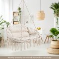 thumbnail image 3 of Costway Swing Chair Hand-Woven Rope Hanging Chair with Thick Cushion & Folding Metal Frame, 3 of 10