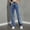 Dark Blue, variant on Women's High Waist Washed Vintage Straight Leg Denim Pants, Durable Comfort Workwear Trousers for Daily Casual & Everyday Use Blue XS