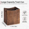 thumbnail image 2 of 5 Gallon Wood Trash Can with Handles, Small Wooden Waste Basket with Open Top Farmhouse Garbage Can for Bathroom and Kitchen, Office, Home Decor, Rustic Brown, 2 of 7