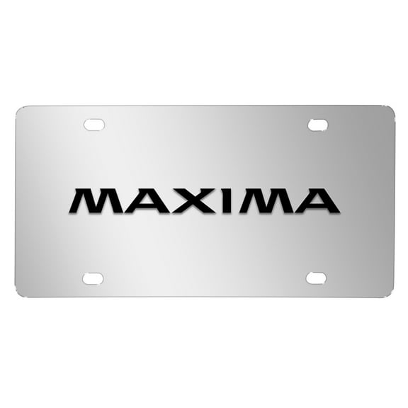 Nissan Maxima 3D Black Logo Mirror Chrome Stainless Steel License Plate