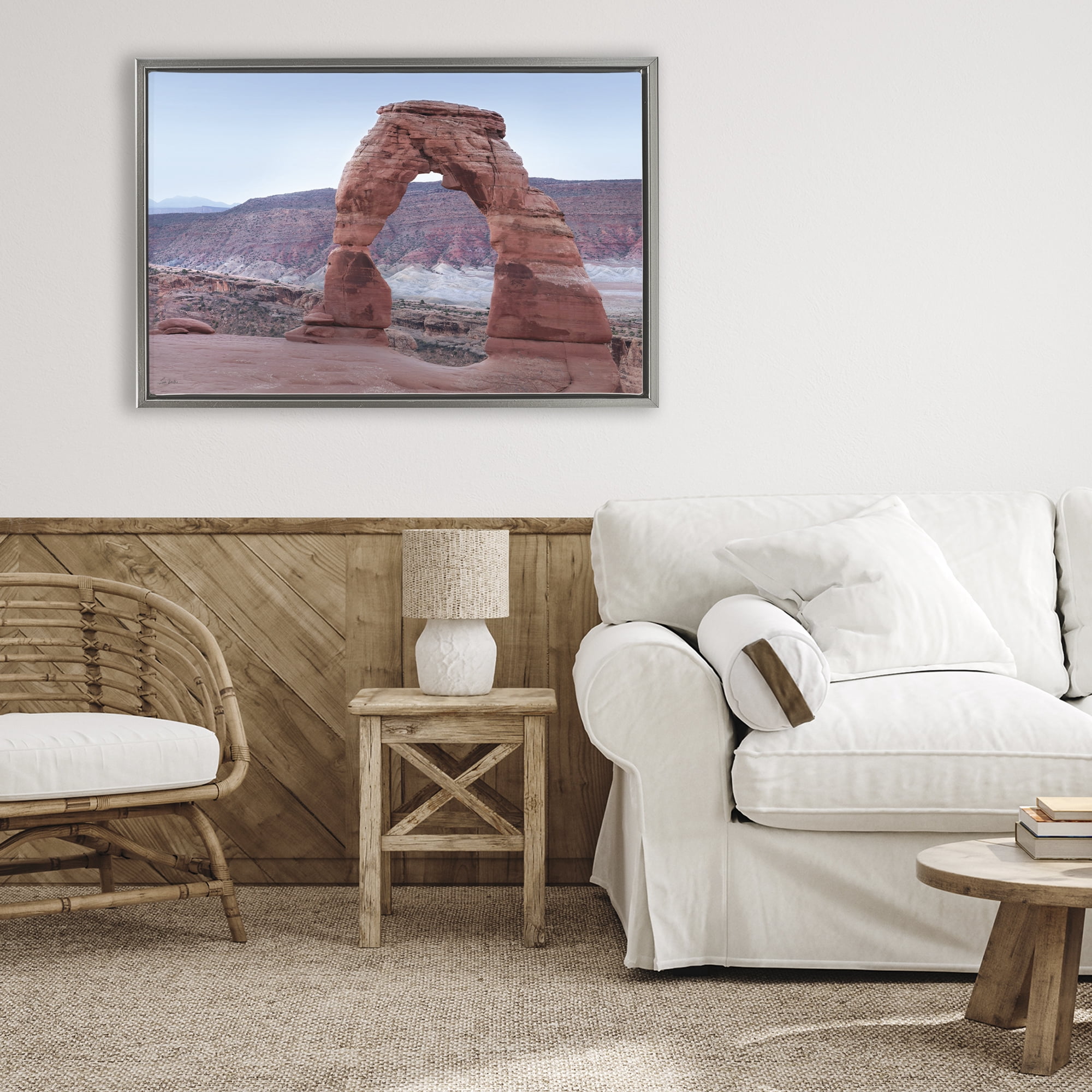 Stupell Industries Time's Sculpture Delicate Arch Gray Framed Floater Canvas Wall Art, design by Lori Deiter