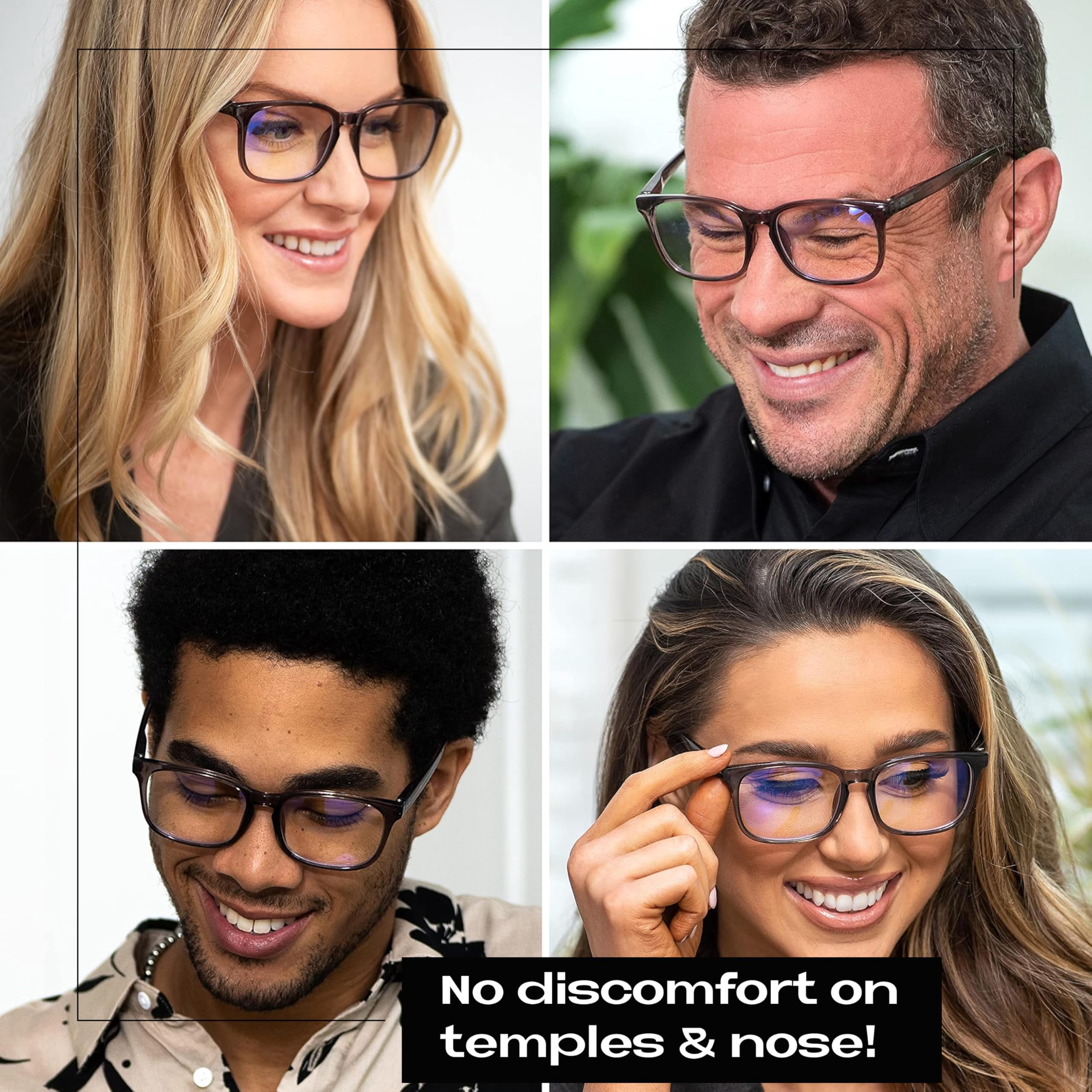 Readerest Blue Light Blocking Reading Glasses, UV Protection, Spring Hinges (Charcoal, 0.00) Computer Eyeglasses With Thin Reflective Lens, Antiglare, Eye Strain, Stylish For Men And Women