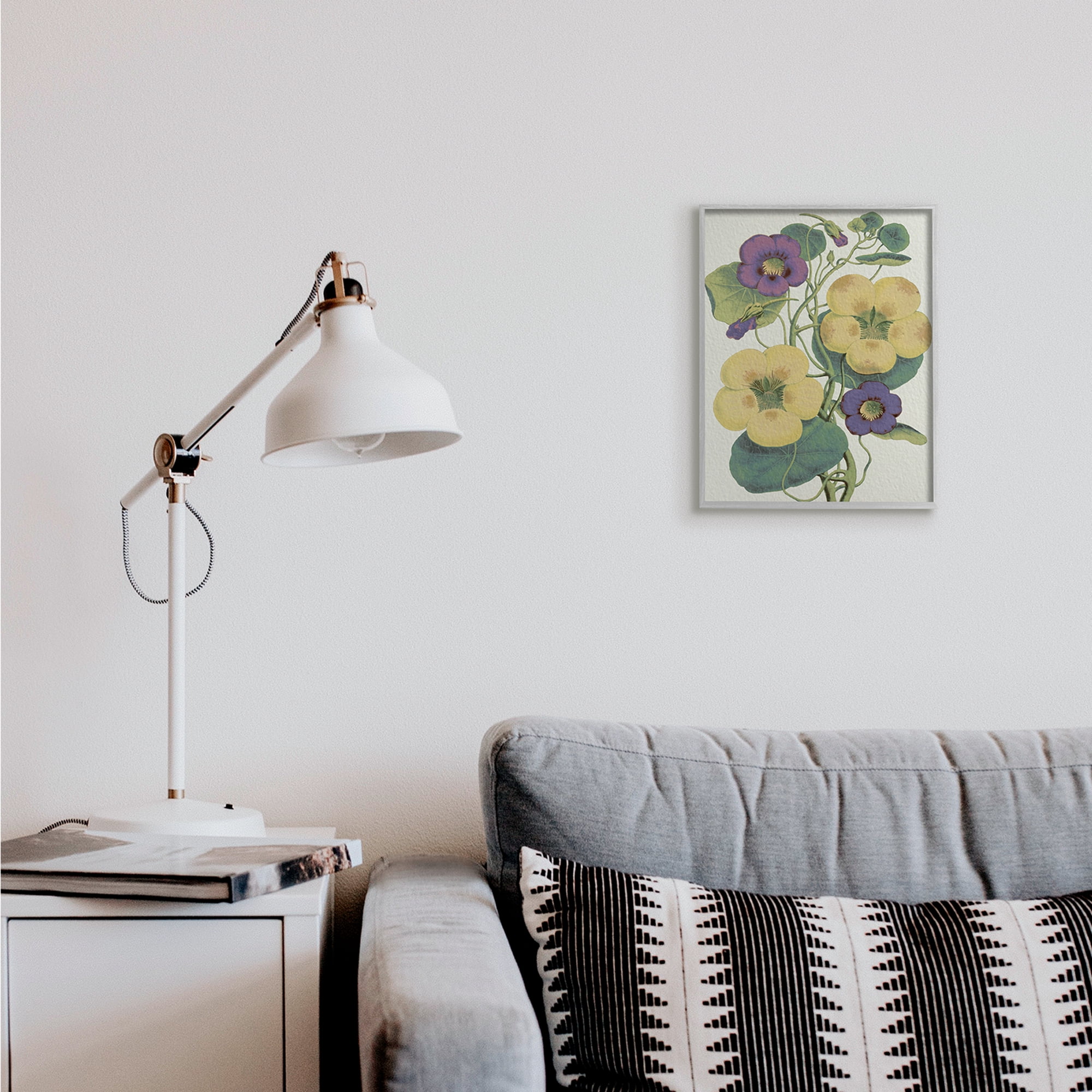 Stupell Industries Vintage Pansies Purple Yellow Petals Garden Study Botanical & Floral Painting Gray Framed Art Print Wall Art, 11 x 14