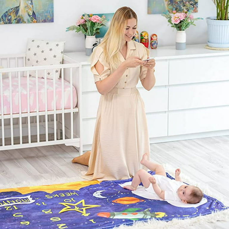 Kemina Blankets Baby Monthly Milestone Blanket Boy Milestone Blanket for Baby Boy Outer Space Baby Blanket Nursery Includes Photography Prop Space Boy Milestone Blanket 60x40 Walmart