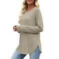 thumbnail image 3 of cfhntfmh Long Sleeve Shirts for Women Fall Clothes Ribbed Knit Tops Lightweight Casual Pullover Tops Loose Fit Clothing, 3 of 6