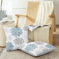 thumbnail image 5 of Throw Pillow Covers Decorative 20 X 20 Inches Pack of 2 Cozy Fleece Two-Tone Blooming Flowers Decorative Cushion Cases for Couch Bed Sofa Farmhouse Decoration Smoke Blue Grey, 5 of 6