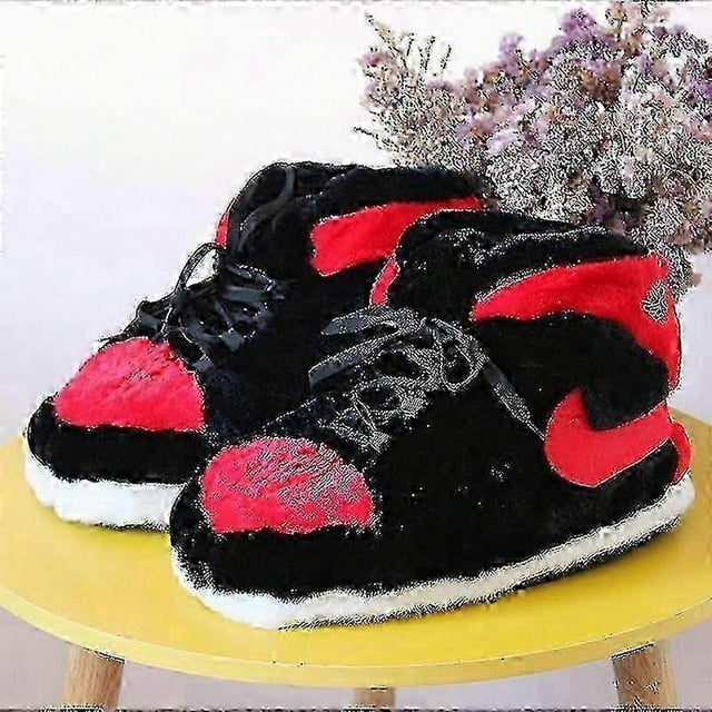 Sneakers-like Plush Slippers Creative Wrapping Fuzzy Warm Winter Indoor Drag Shoes Cotton Shoes