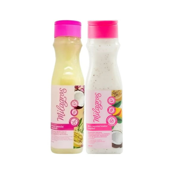 Milagros Shampoo emergencia capilar y Milagros biorepolarizador capilar (2 pack)