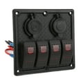 thumbnail image 6 of Rocker Switch Panel Waterproof 4 Gang LED Dual USB Charging Port 12-24V DC 4.8A for RVs SUV Yachts, Red, 6 of 8