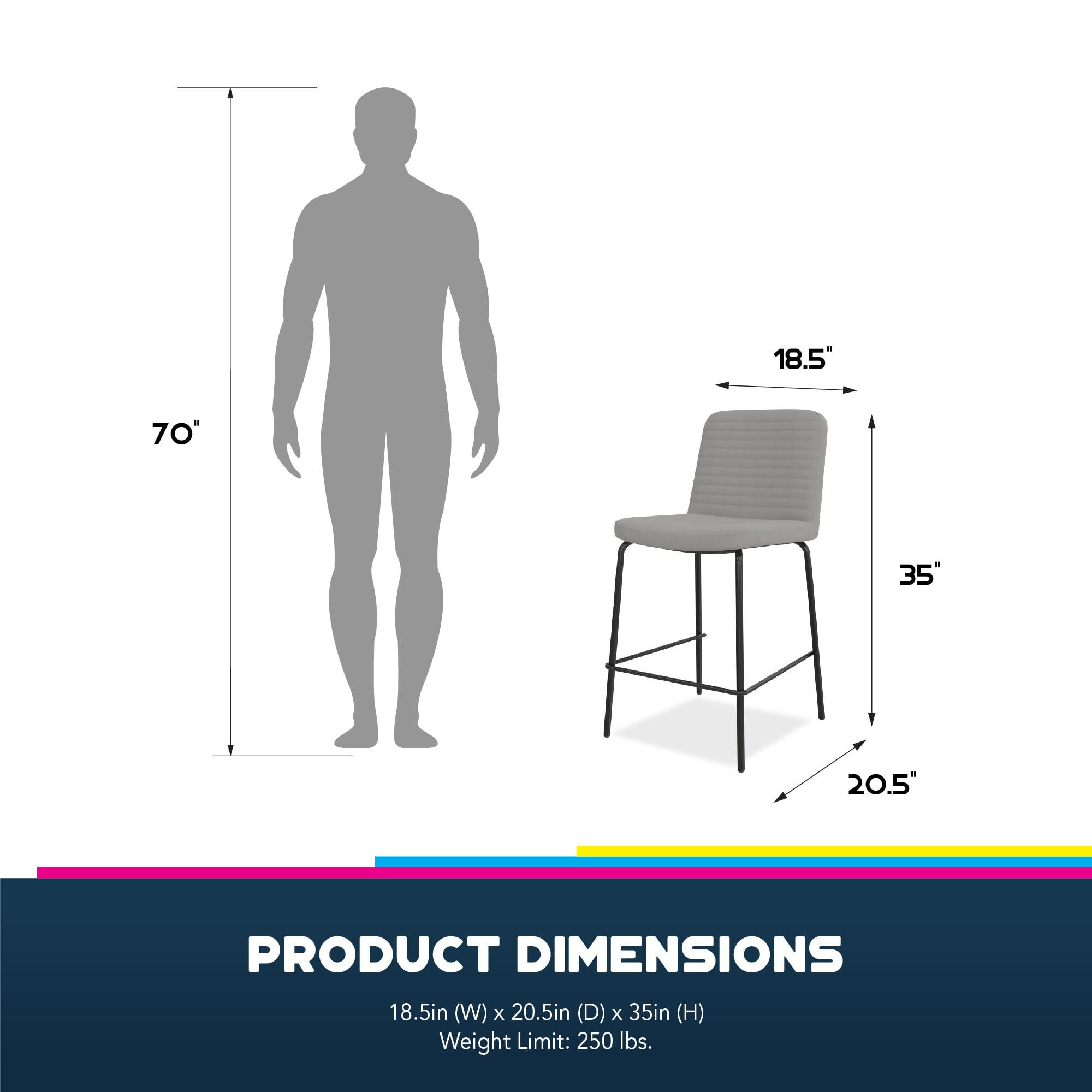 DHP Wynn 24" Counter Height Bar Stool, Gray Linen