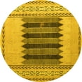 thumbnail image 1 of Ahgly Company Indoor Round Abstract Yellow Modern Area Rugs, 4' Round, 1 of 4