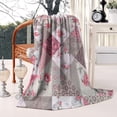 thumbnail image 4 of Pioneer Flower Floral Print Pattern Blanket,Comfortable Soft Lamb Wool Throw Blanket,All Season,Warm Lightweight Blankets for Sofa Bed Couch Living Room Chair,50"x60", 4 of 4