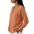 thumbnail image 2 of yillto Womens Tops Lace V Neck Ribbed Long Sleeve Dressy Fashion Elegant Loose Blouses Sweater, 2 of 6