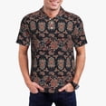 thumbnail image 3 of Balery Retro Floral Printed Men’s Short Sleeve Polo Shirt, Midweight Men's Shirt,Golf Polo shirts -Medium, 3 of 9