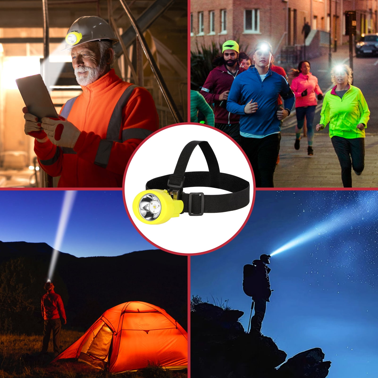 Yongkist Rechargeable LED Mining Headlamp with Camouflage Hat, High Lumens Waterproof Light, Durable and Adjustable for Camping, Hiking, and Underground Work