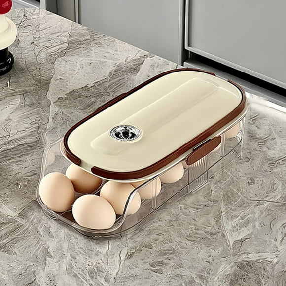 Lloopyting 1*Egg Rack Clearance! Automatic Rolling Egg Storage Box Double Row Single Layer Egg Dispenser For Refrigerator,Kitchen Decor,Kitchen Essentials,Kitchen Gadgets,Kitchen Utensils