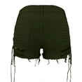 thumbnail image 2 of Plus Size Summer Pants Ladies Summer Hole Side Fashion Bandage Stretch Hot Pants Denim Shorts Women Work Pants Army Green XXL, 2 of 3