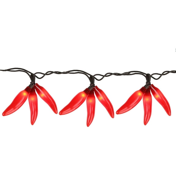 36-Count Red Chili Pepper Cluster Cinco De Mayo String Light Set, 7.5ft Brown Wire