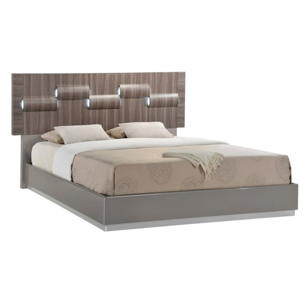 Global Furniture Adele King Bed Grey Hg & Zebra Wood 76x80x51 Inch Grey