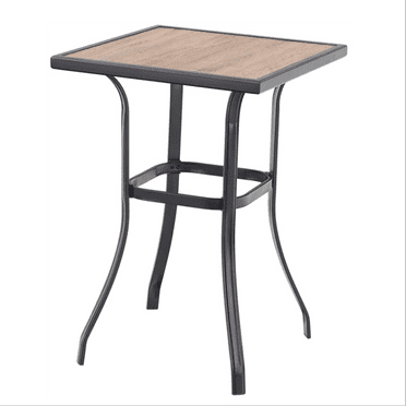 Patio Bar Table Outdoor Bar Height Bistro Table with Wooden-Like Table Top