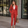 thumbnail image 2 of AZoiNM Women's 2-Piece Slim Fit Suit Set, Classic Lapel Blazer and Straight Pants, Business Casual Office Work Outfits for Spring Summer Fall, 2 of 12