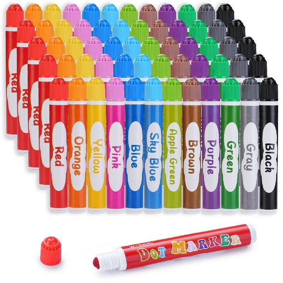 60 Pack Dot Markers, 12 Assorted Colors, 5 Sets x 12 Colors Washable Dot Paint Markers for Toddlers Kids Preschool, Paint Bingo Daubers Supplies, Cra