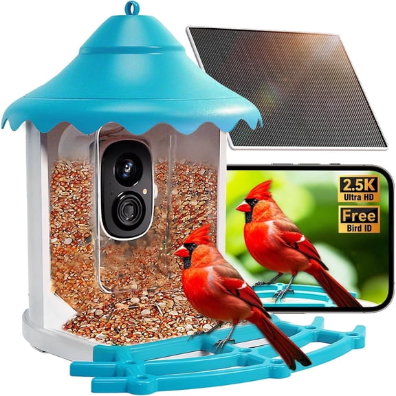 CINMOORE No-Monthly-Fees Solar Bird Feeder with 4MP Camera, Free AI Birds Species Identification, 2.5K Smart Bird House with Cam, Instant Arrival Alerts, Squirrel-Proof, Ideal Gift for Birds Lover