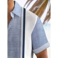 thumbnail image 3 of QUTETN Men'S Summer Striped Casual Button-Up Shirt - Breathable, Lightweight Polyester with Lapel Collar, Short Sleeves, and Front Chest Pocket for Beach or Casual Attire, 3 of 4