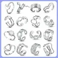 16Pcs Stainless Steel Rings for Women Open Chunky Stackable Rings Adjustable Silver Rings Thumb Finger Rings Simple Statement Rings Non Tarnish
