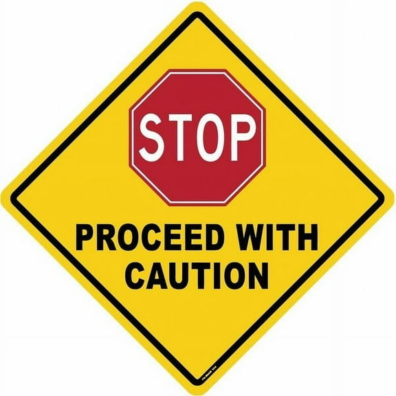 Anti-Slip Floor Sign, 17 in H, 17 in W, Vinyl, Diamond, English, FS-DIAM-504