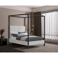 thumbnail image 2 of Maklaine Cream Linen Textured Fabric Matte Black Steel Canopy Queen Bed, 2 of 6