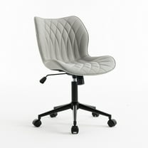 Kidol & Shellder PU Leather Desk Chair, Adjustable Swivel Office Chair, Upholstered Modern Task Chair with Wheels, Ergonomic Swivel Chair, High Back Chair, Gray