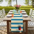 thumbnail image 4 of Table Runners 36 Inches Long Dress Scarves, Beige Blue Striped Daisy Farmhouse Kitchen/Dining Table Runner, Short Coffee Tablerunners, Farmhouse Vintage Flowers 13x36 Inch, 4 of 9