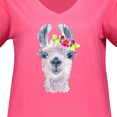 thumbnail image 3 of Inktastic Cute Llama with Flower Women's Plus Size V-Neck T-Shirt, 3 of 4