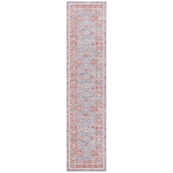 SAFAVIEH Hellenic Marquis Medallion Runner Rug, Grey/Rust, 3' x 13'