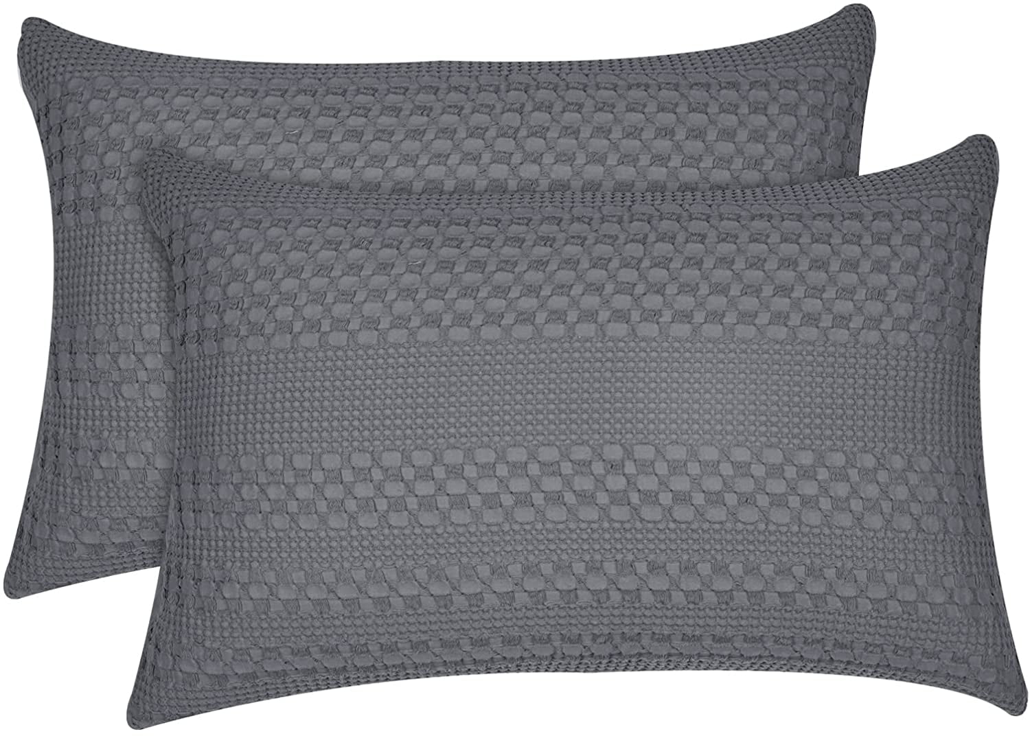 New ONE PAIR of Luxury 100% cotton Cream Waffle Standard Pillowcases Pillow slip 